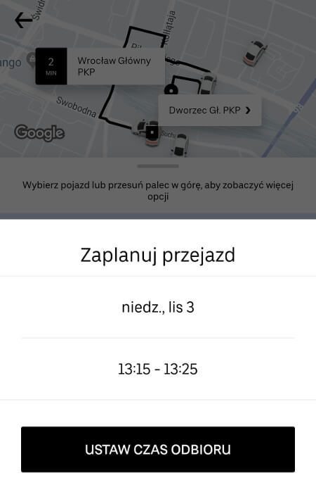 Aplikacje dla podróżników - screen z Uber #1