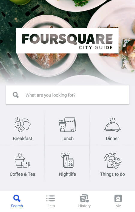 Aplikacje dla podróżników - screen z Foursquare #1
