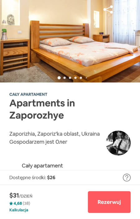 Aplikacje dla podróżników - screen z Airbnb #1