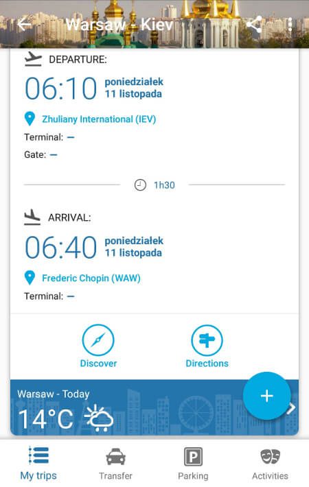 Aplikacje dla podróżników - screen z CheckMyTrip #1