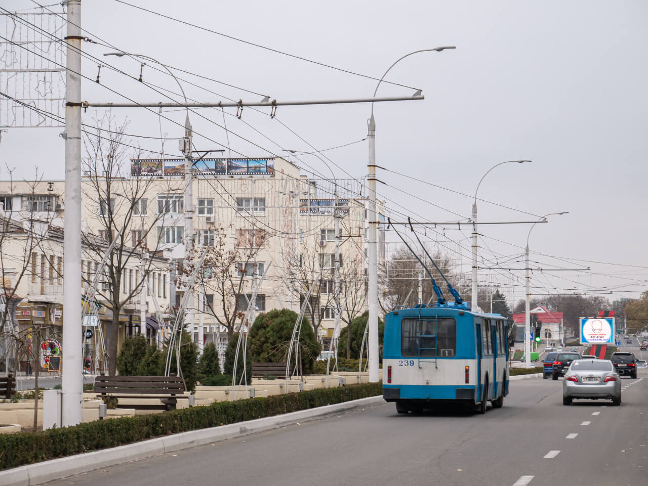 Trolejbus na ulicy Tyraspola w Naddniestrzu