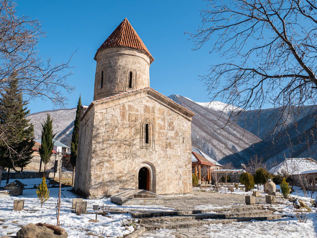 Kościół Albański Kish Azerbejdżan z zewnątrz
