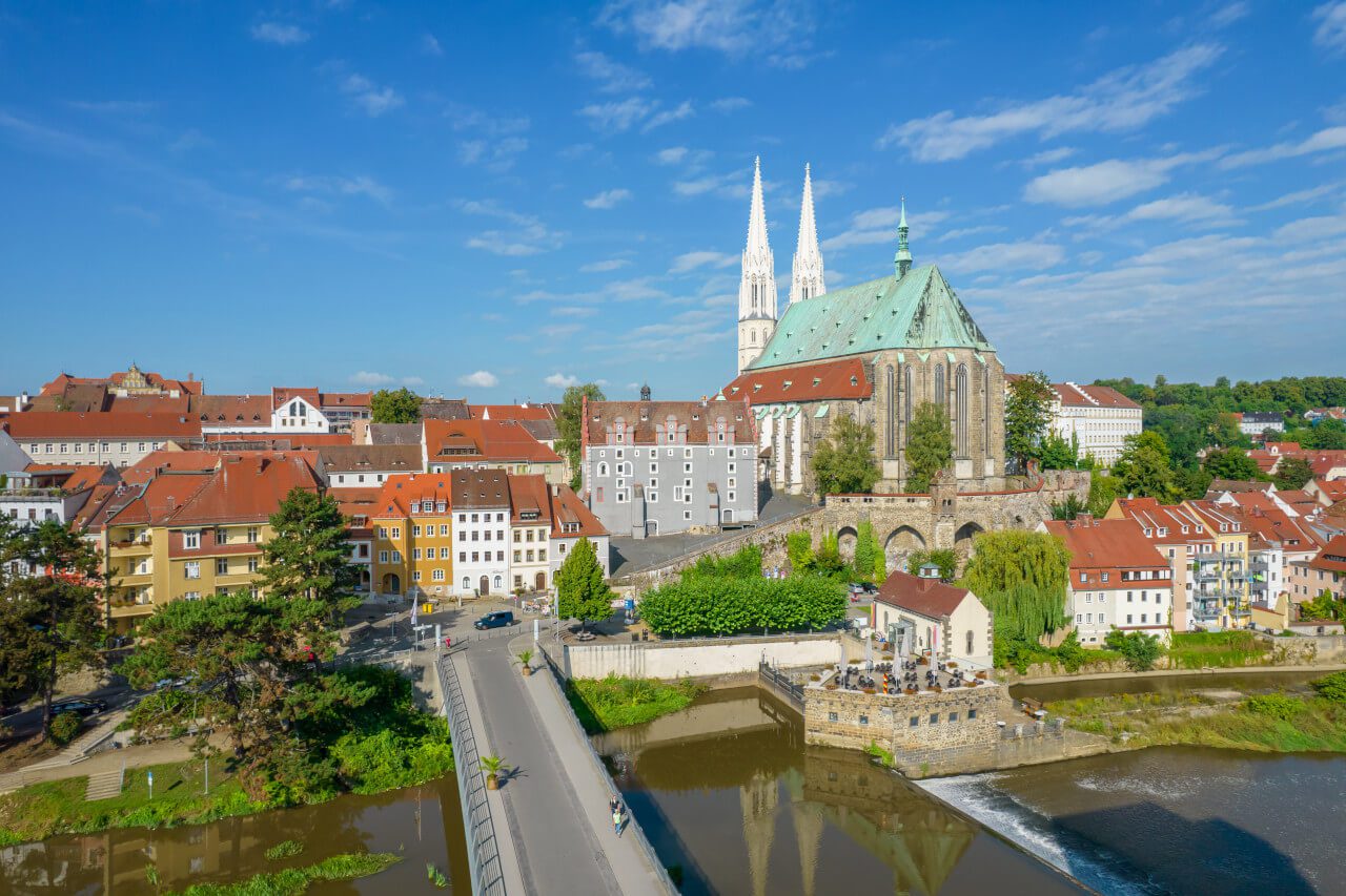 Goerlitz most katedra widok z drona