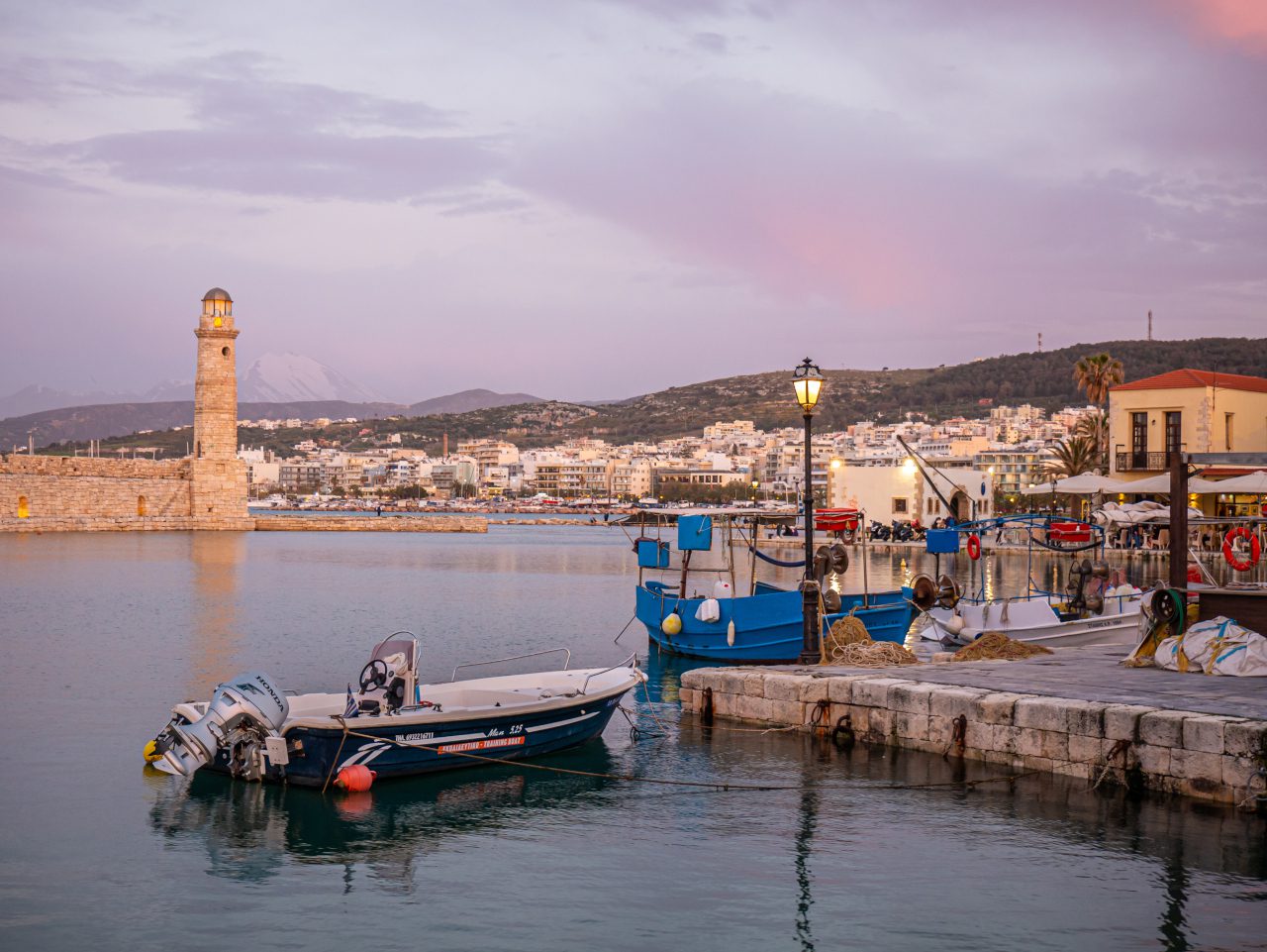 Kreta port zachód słońca