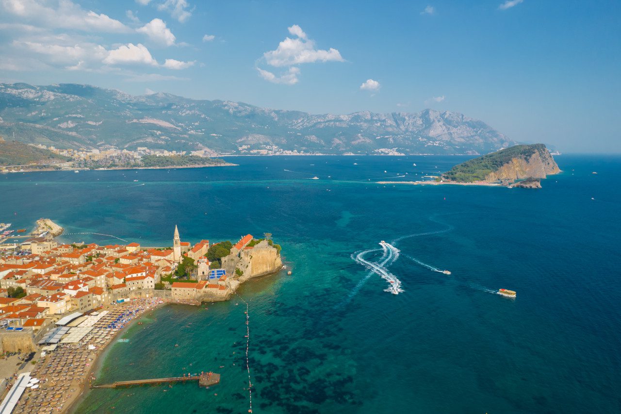 Czarnogóra Budva panorama z drona