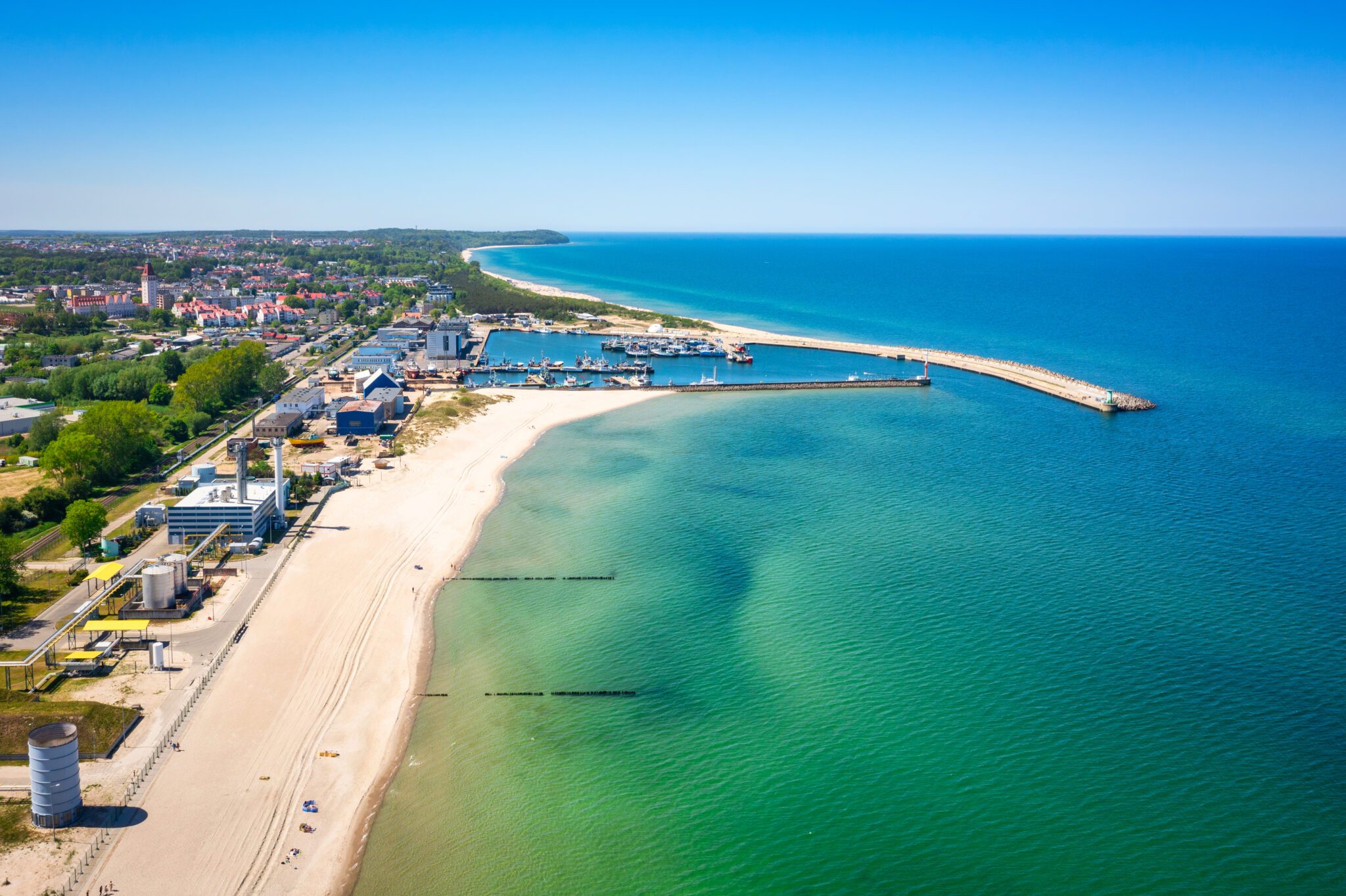 Władysławowo plaża falochron z drona