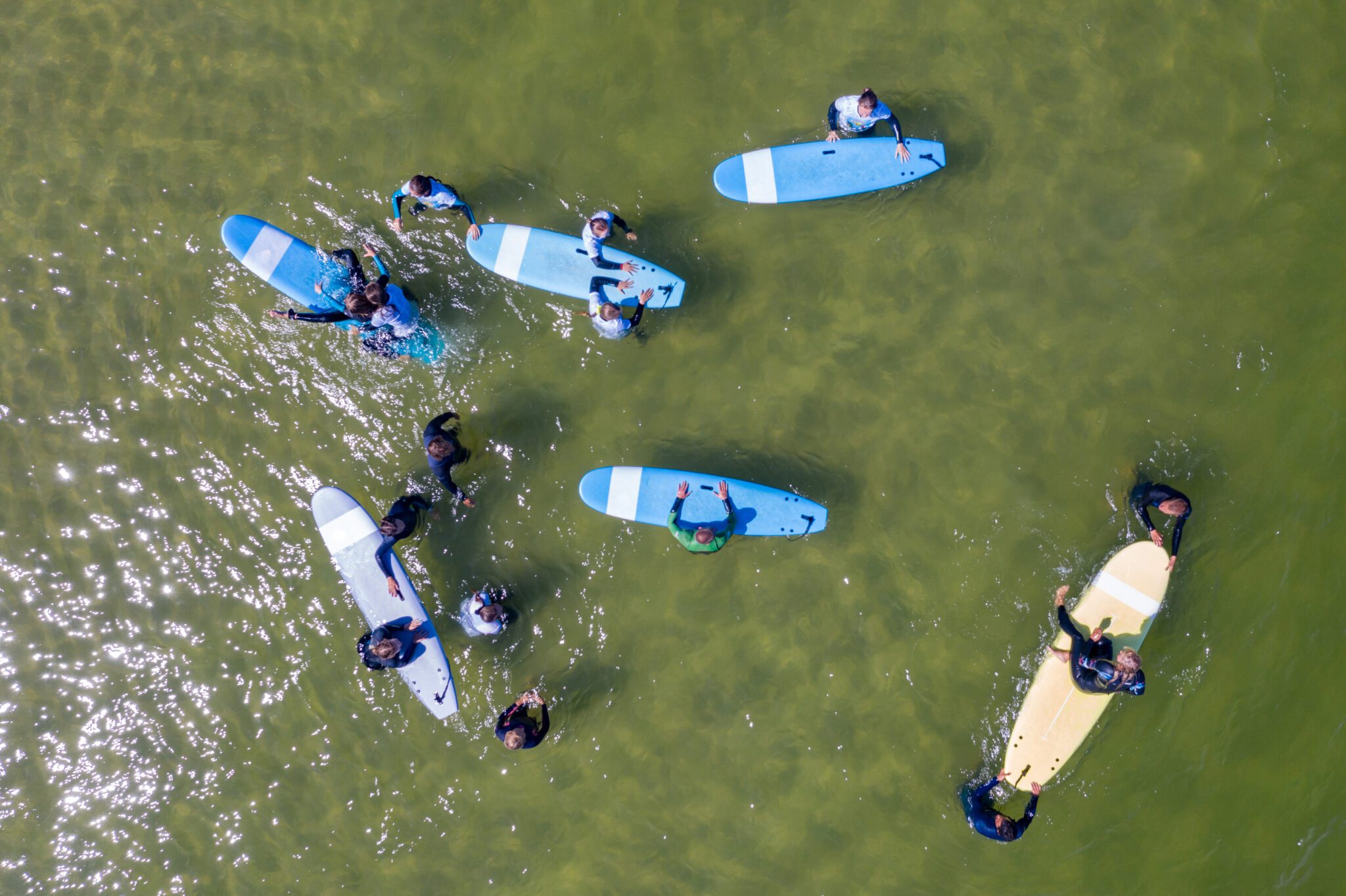 deski SUP surferzy z drona
