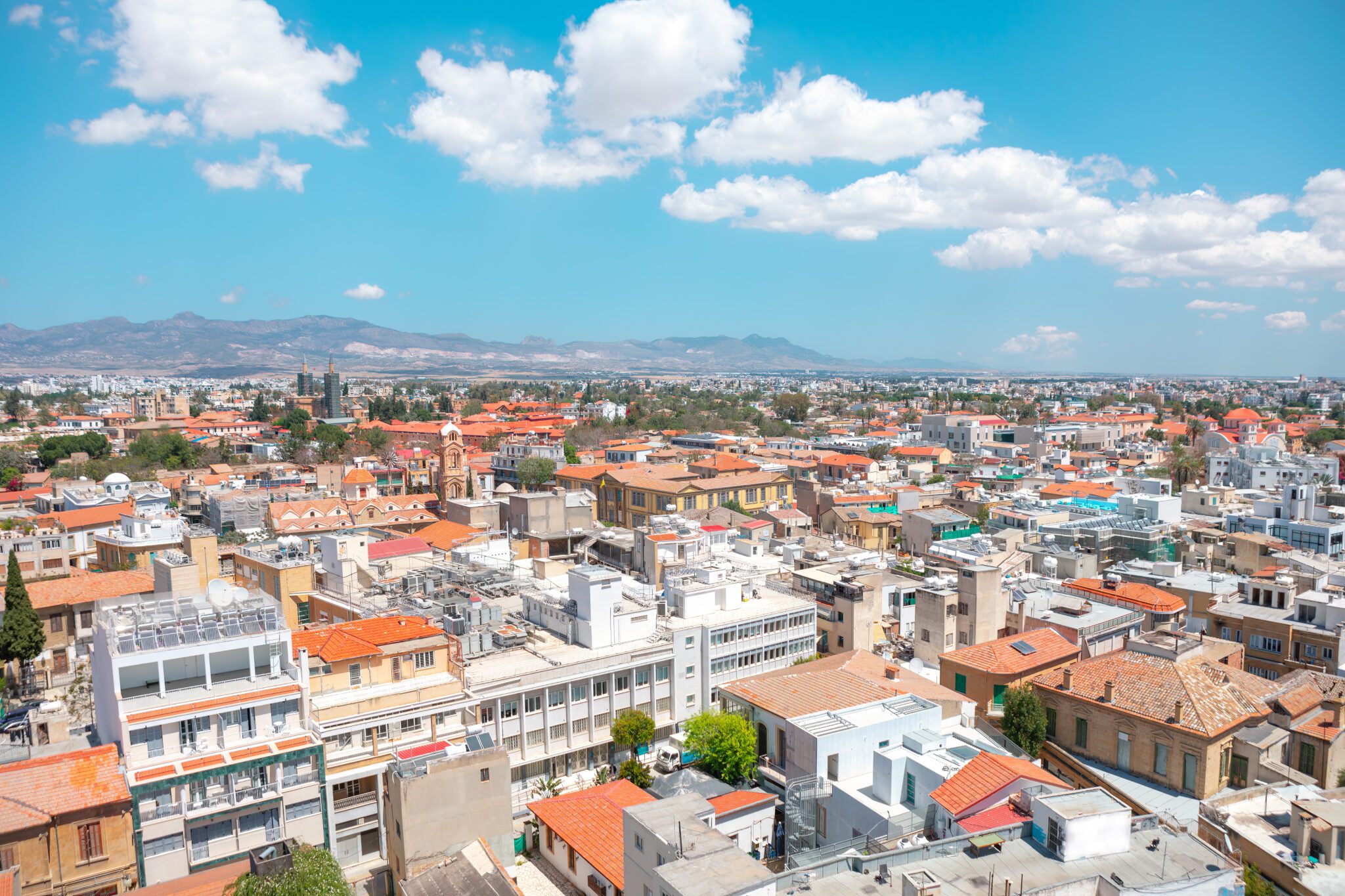 Cypr Nikozja panorama miasta z drona