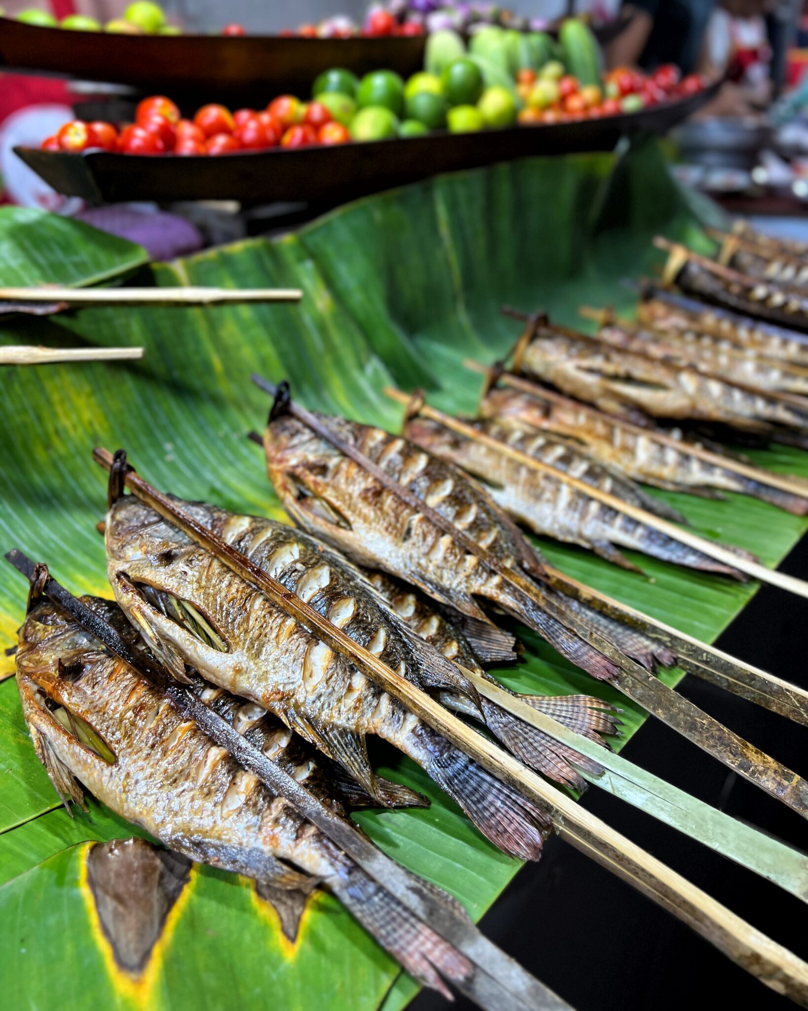 Laos Luang Prabang ryby na patyku