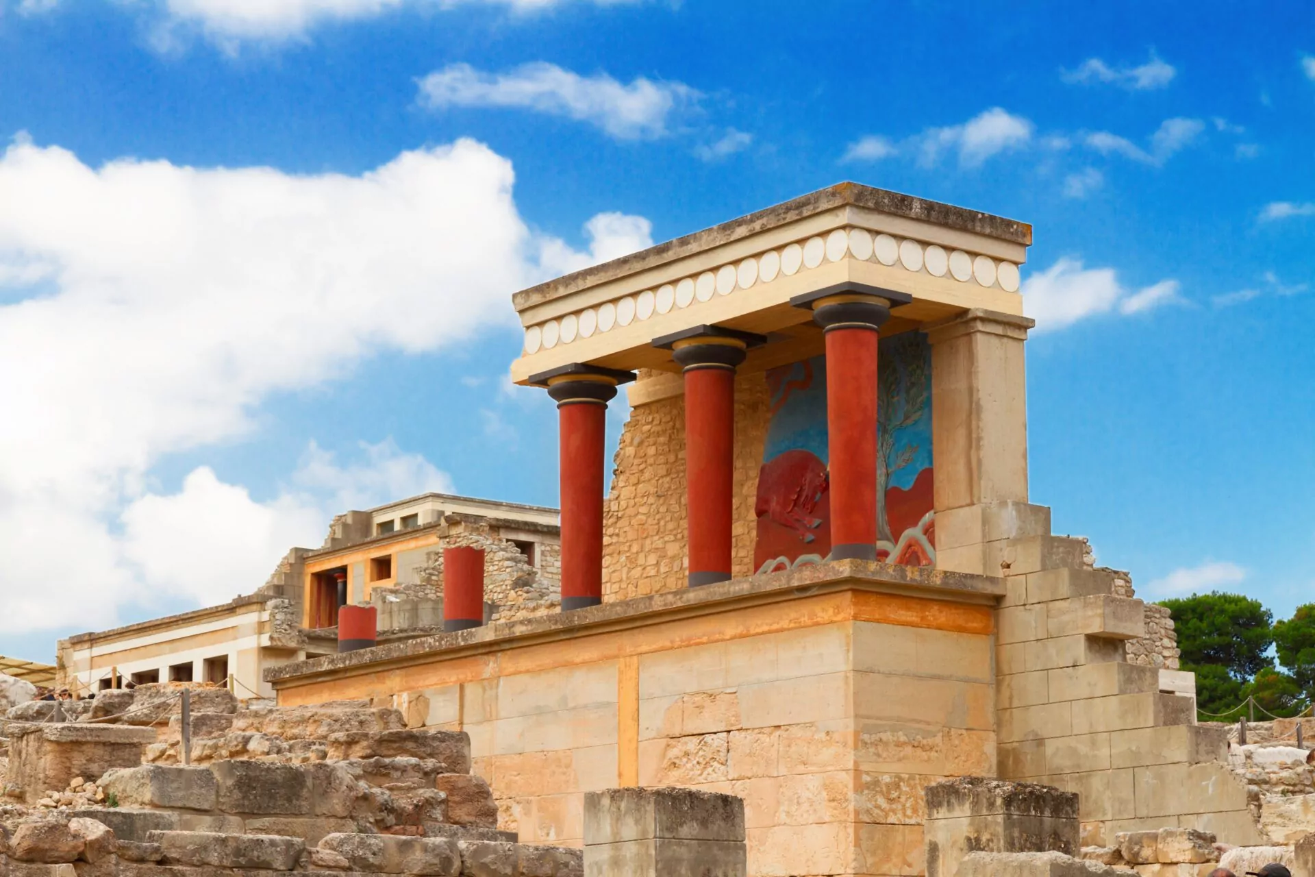 Pałac minojski w Knossos, kolumny