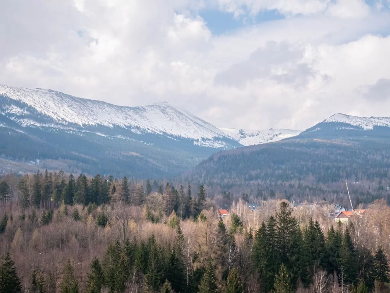 Karkonosze Kopa góry las śnieg szlak