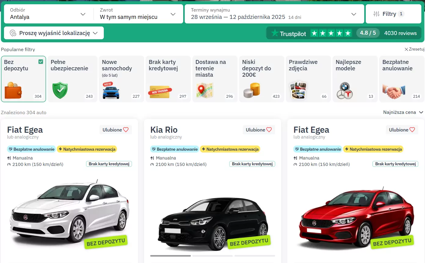 screen localrent bez depozytu