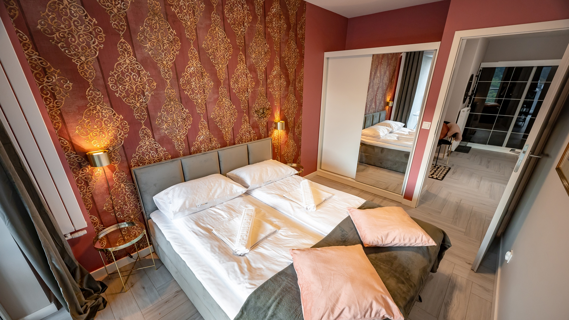 sypialnia, łóżko apartamenty cicha Krynica-Zdrój