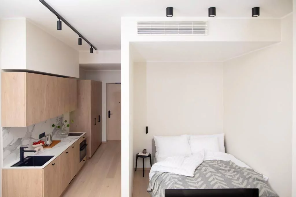 łóżko aneks kuchenny zlew szafki