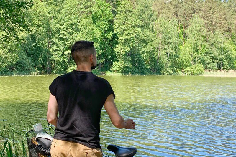 Bartek rower Mazury Zachodnie jezioro