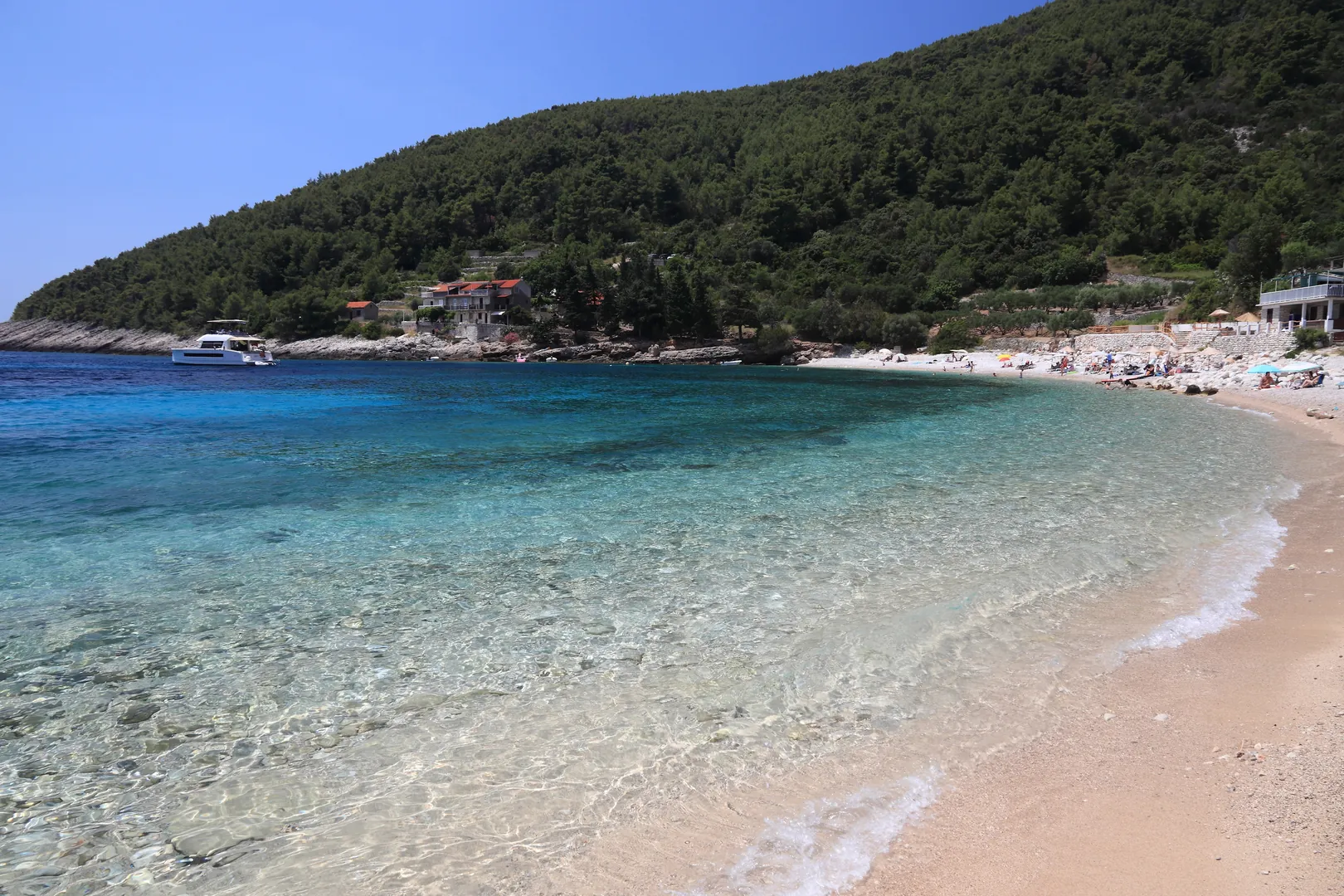 Plaża Pupnatska Luka w Chorwacji. Korcula Wyspa Adriatyk 